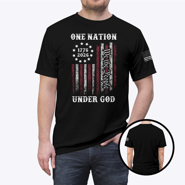 One Nation Under God 250th Anniversary Patriotic American Flag Shirt