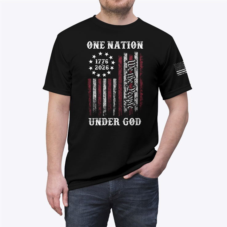 One Nation Under God 250th Anniversary Patriotic American Flag Shirt