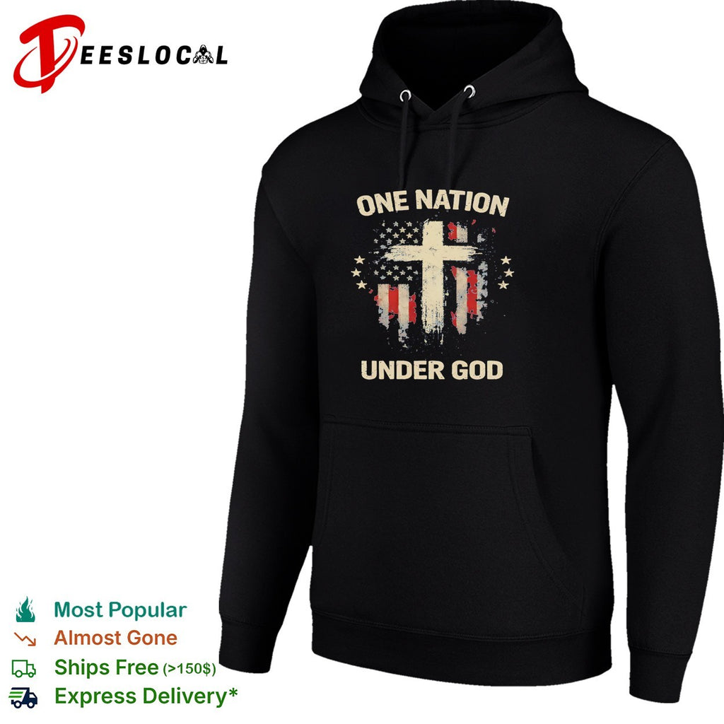 One Nation under God Patriotic Cross American Flag Religious Faith Christian shirt