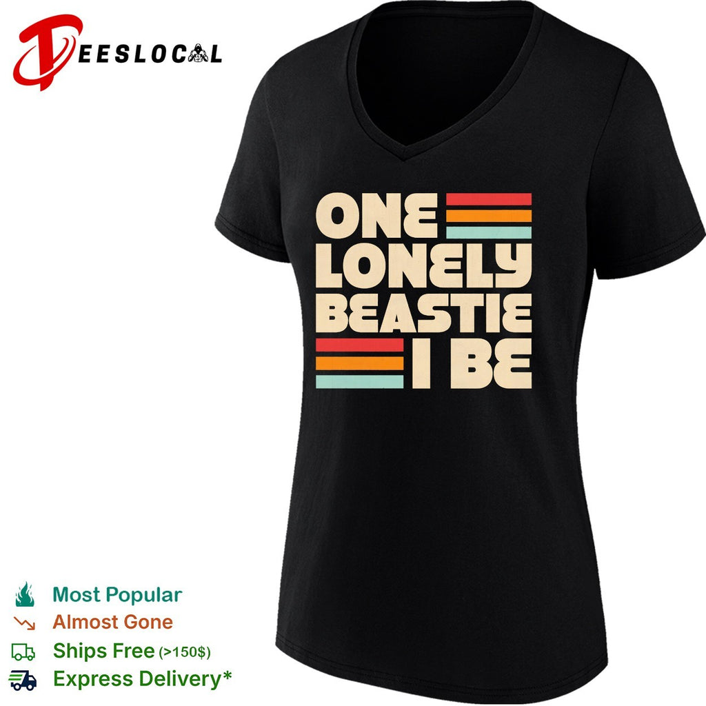 One lonely beastie I be retro stripe bold typography art shirt