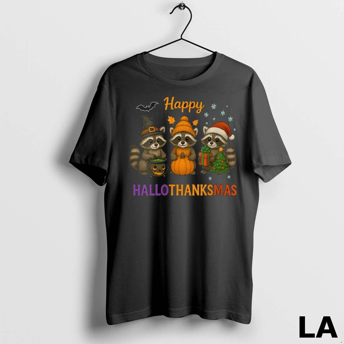 Original Happy Hallothanksmas Raccoon Halloween Christmas