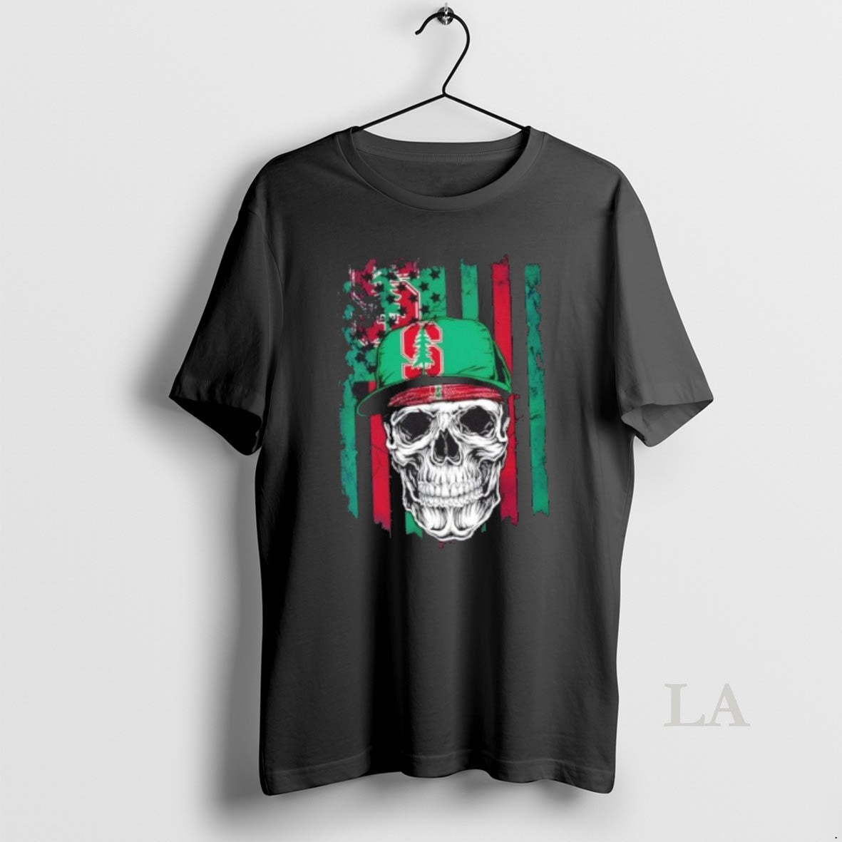 Original Skull Wearing A Cap Stanford Cardinal Us Flag