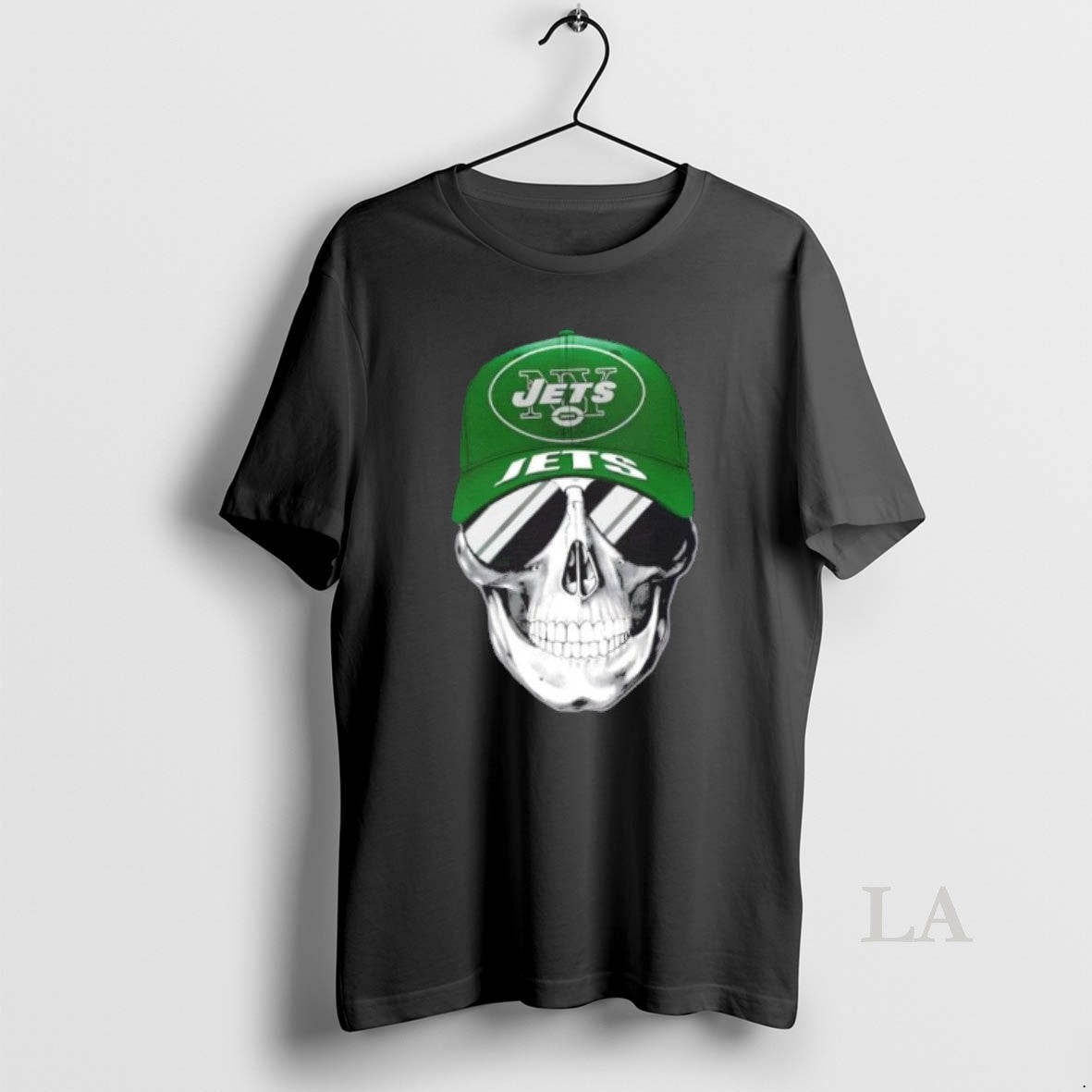 Original Skull Wearing A Cap And Smile New York Jets Fans