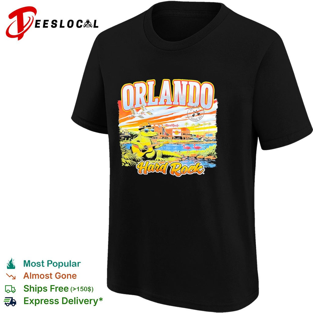 Orlando Hard Rock Cafe alligator guitar flamingo shirt