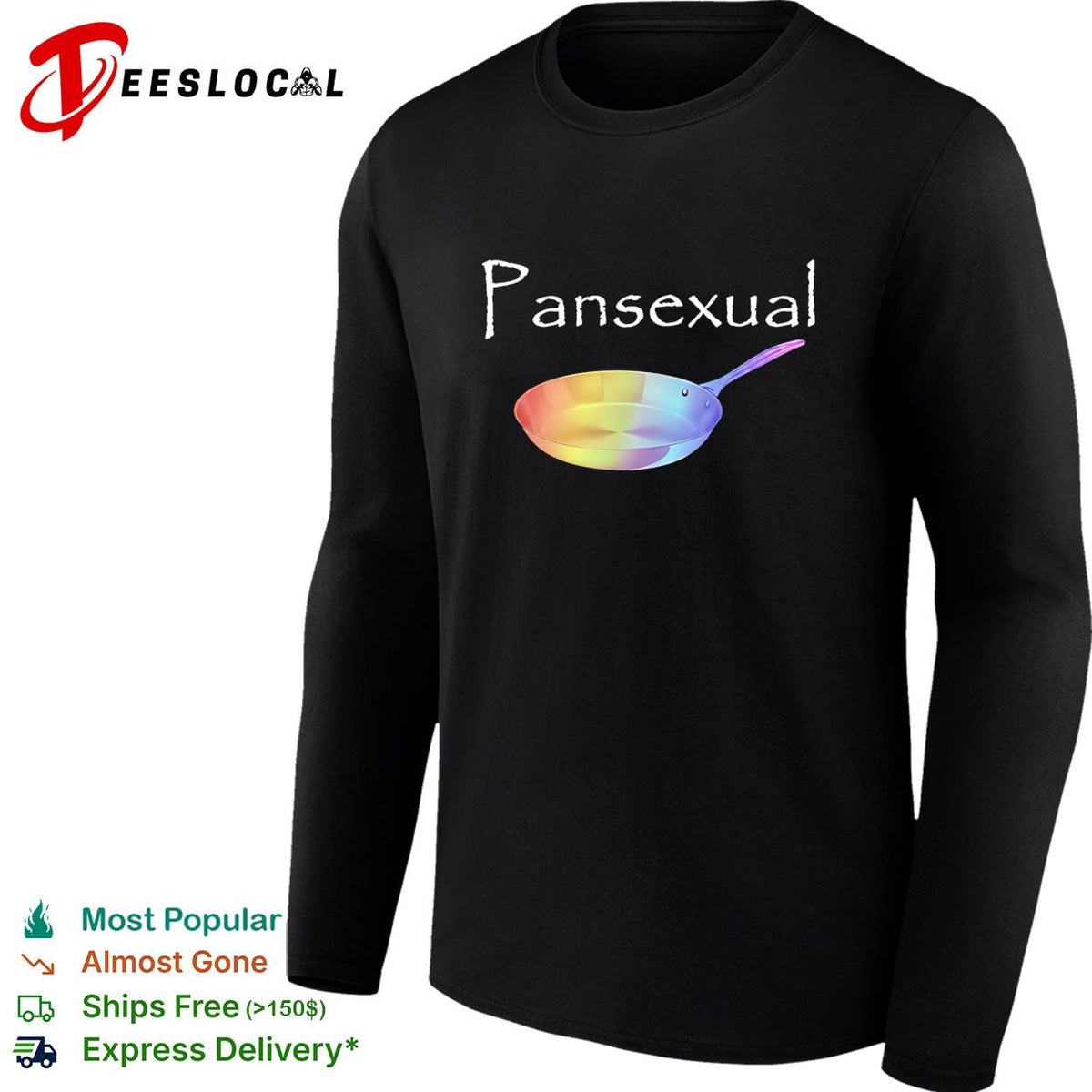 Pansexual frying pan with LGBT flag pattern shirt