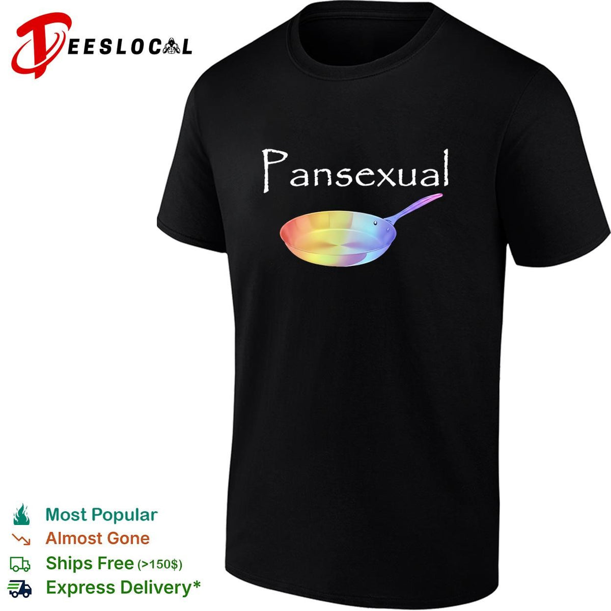 Pansexual frying pan with LGBT flag pattern shirt