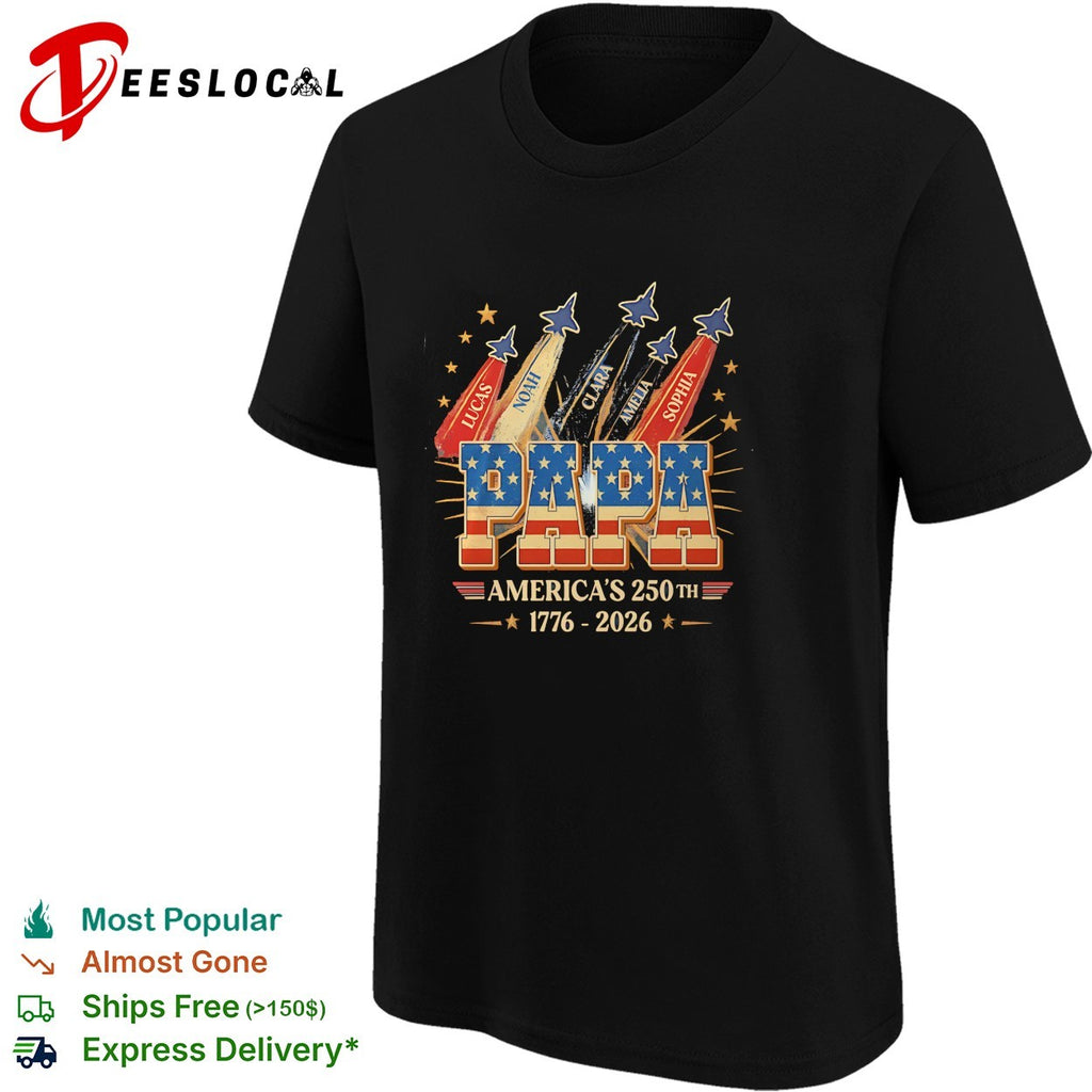Papa America 250th 1776 2026 Lucas Noah Clara Amelia Sophia Jet Fighter Pilot shirt