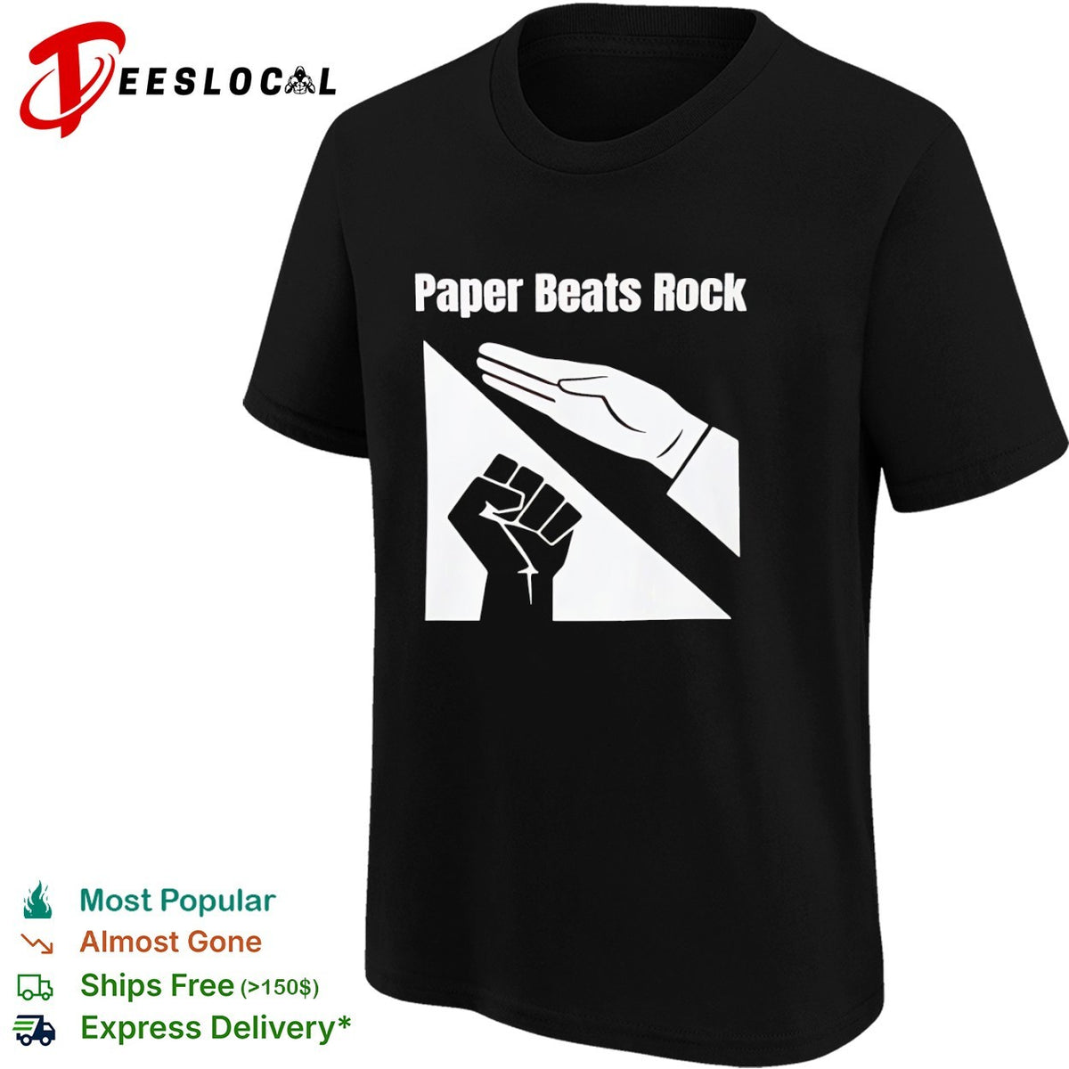 Paper Beats Rock Rock Paper Scissors Hand Gesture Fist Game shirt
