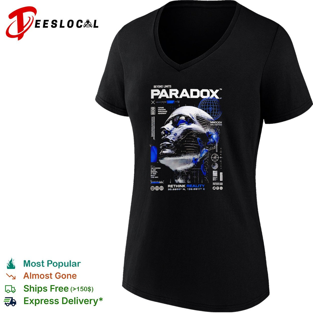 Paradox Beyond Limits Future Unknown Worldwide Movement Rethink Reality 35 6895 N shirt