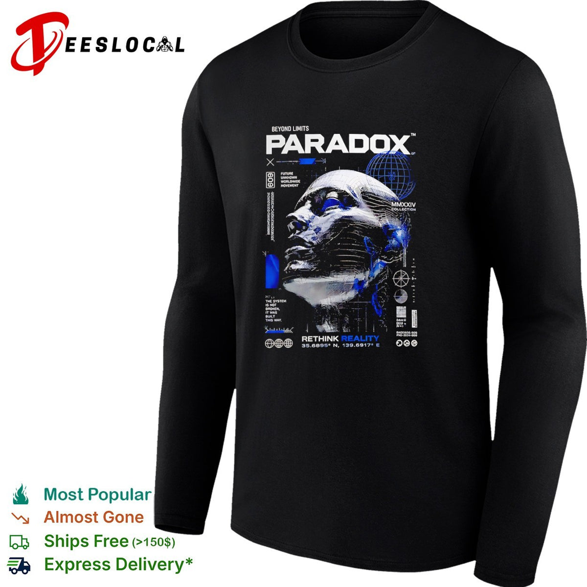 Paradox Beyond Limits Future Unknown Worldwide Movement Rethink Reality 35 6895 N shirt