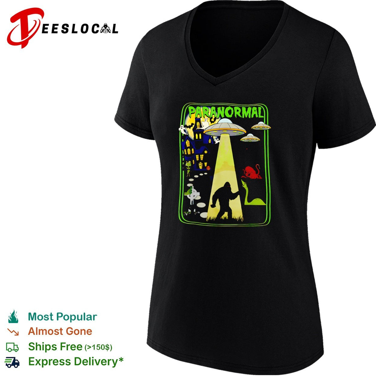 Paranormal Bigfoot UFO Ghost Loch Ness Monster Alien Kraken Cryptid Legend shirt