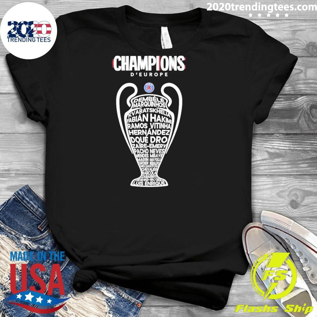 Paris Saint-Germain 2025-2026 Champions League Winners Players Names Trophies Shirt