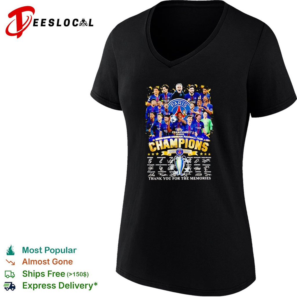 Paris Saint Germain 2025 2026 Champions UEFA League Team Players Signed Commemorative shirt