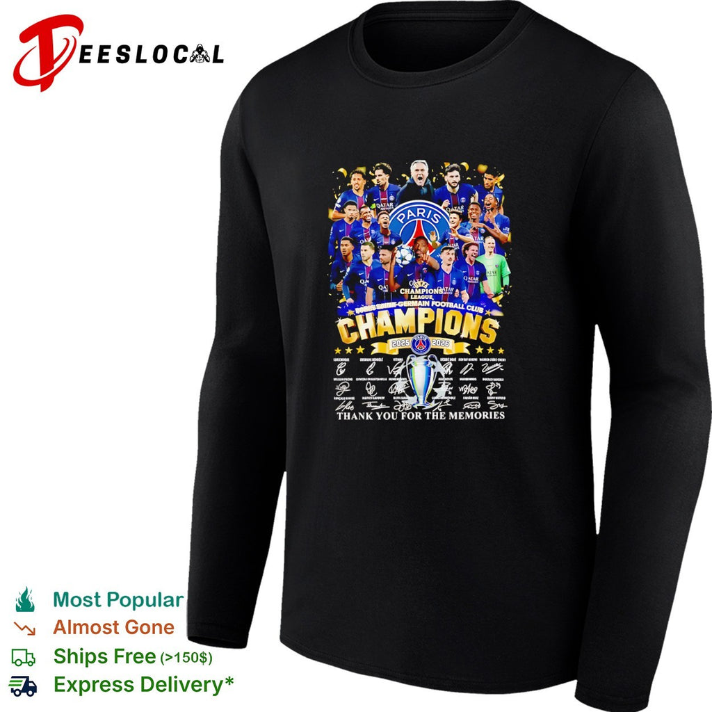 Paris Saint Germain 2025 2026 Champions UEFA League Team Players Signed Commemorative shirt