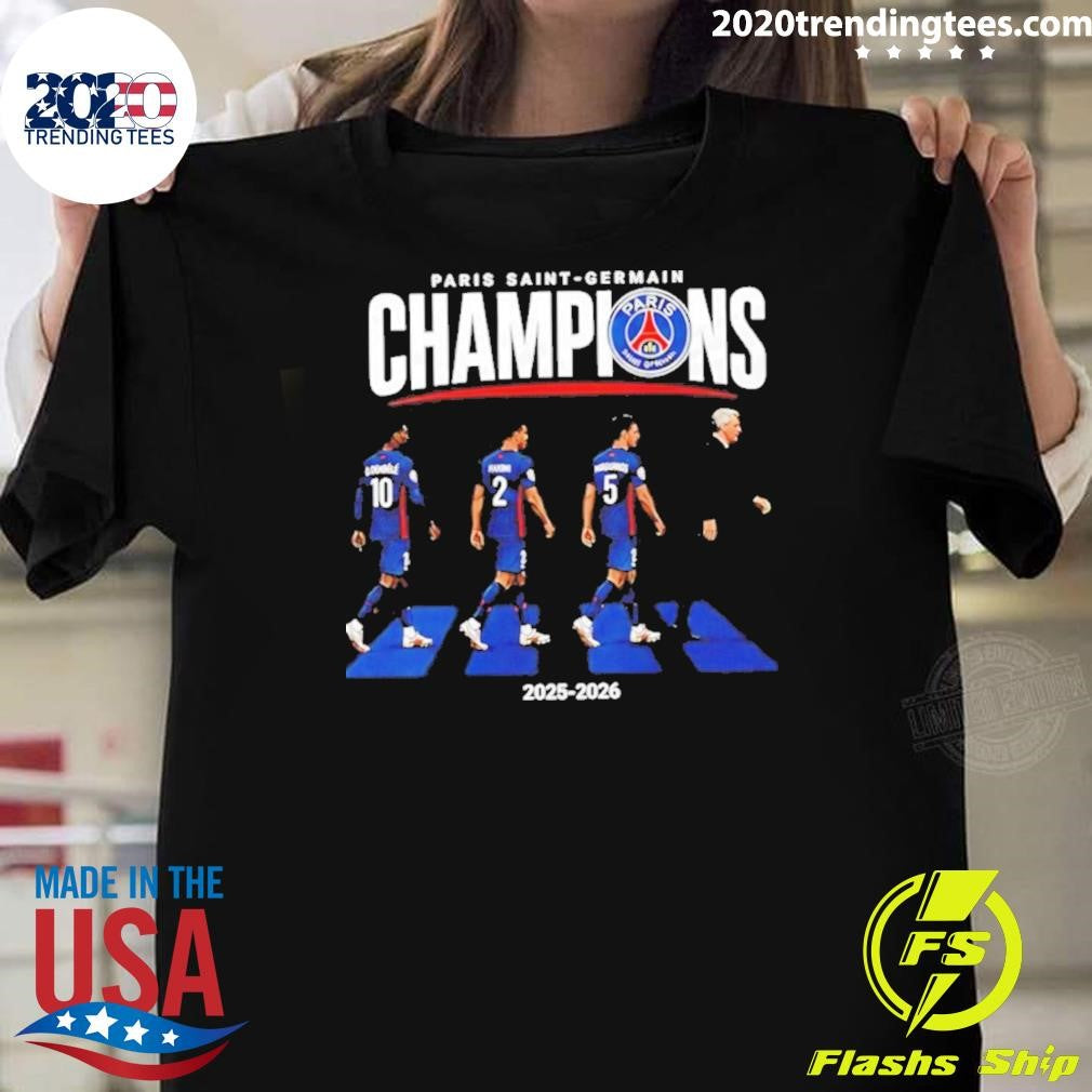 Paris Saint-germain 2025-2026 Champions League Winners Abbey Road Shirt