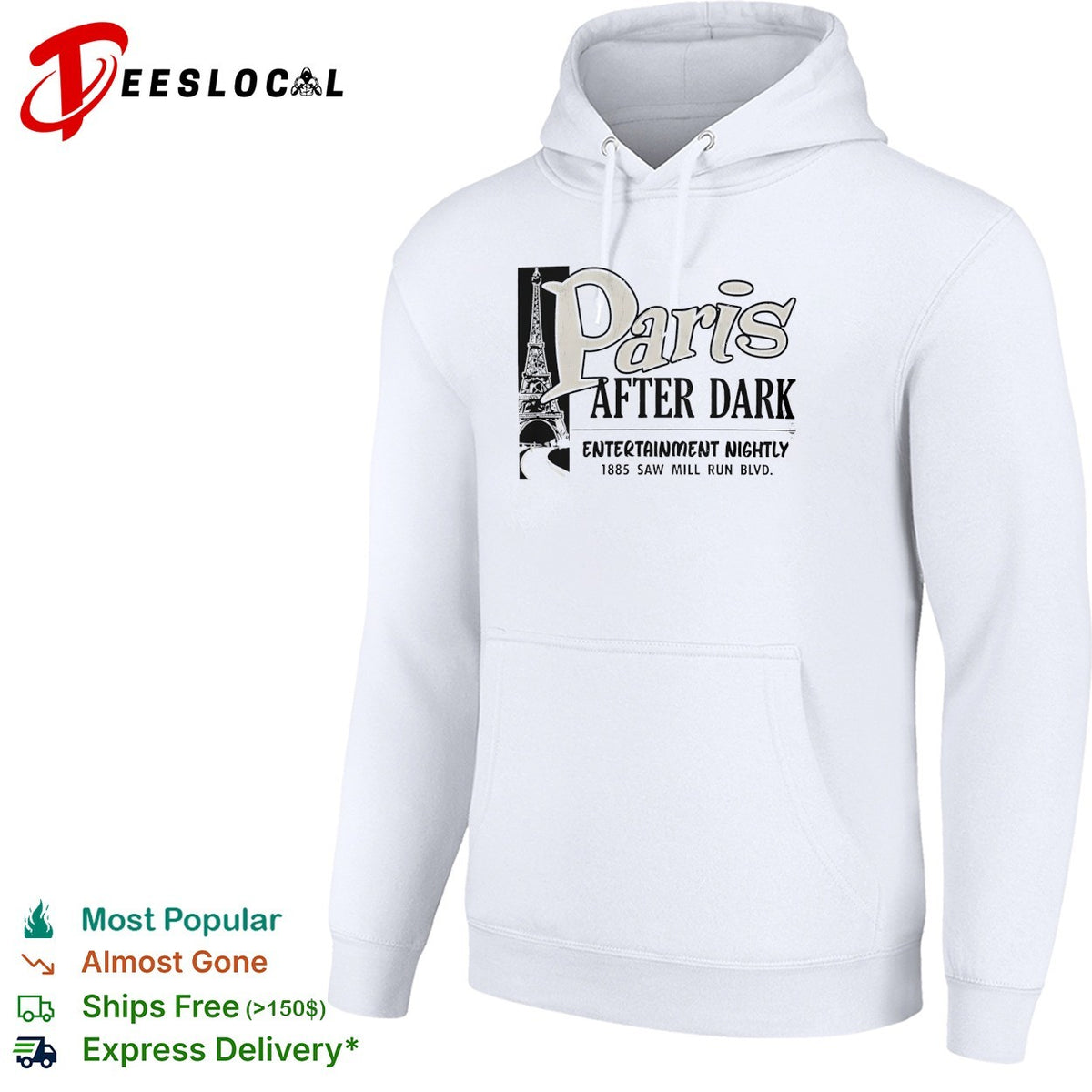 Paris after dark entertainment nightly 1885 saw mill run blvd eiffel tower shirt