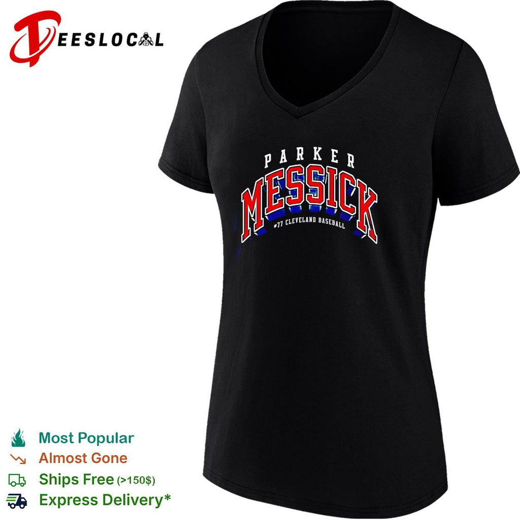 Parker Messick 77 Cleveland Guardians MLB arch logo shirt