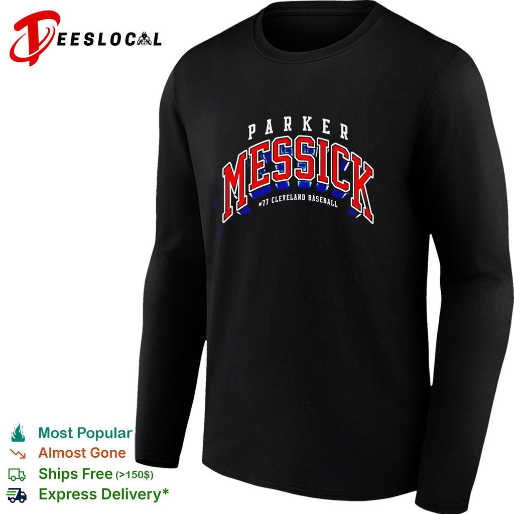 Parker Messick 77 Cleveland Guardians MLB arch logo shirt