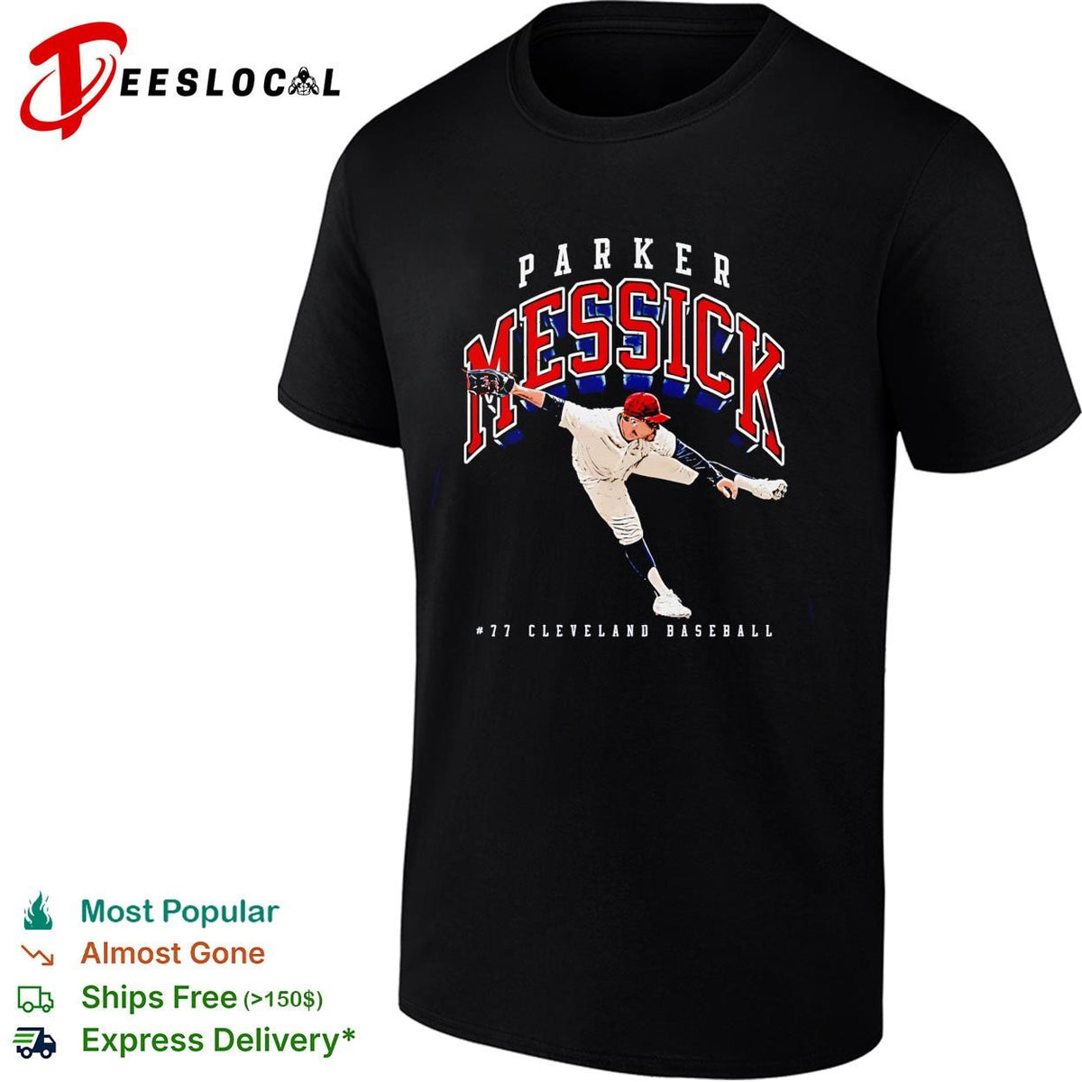 Parker Messick 77 Cleveland Guardians MLB pitching graphic shirt