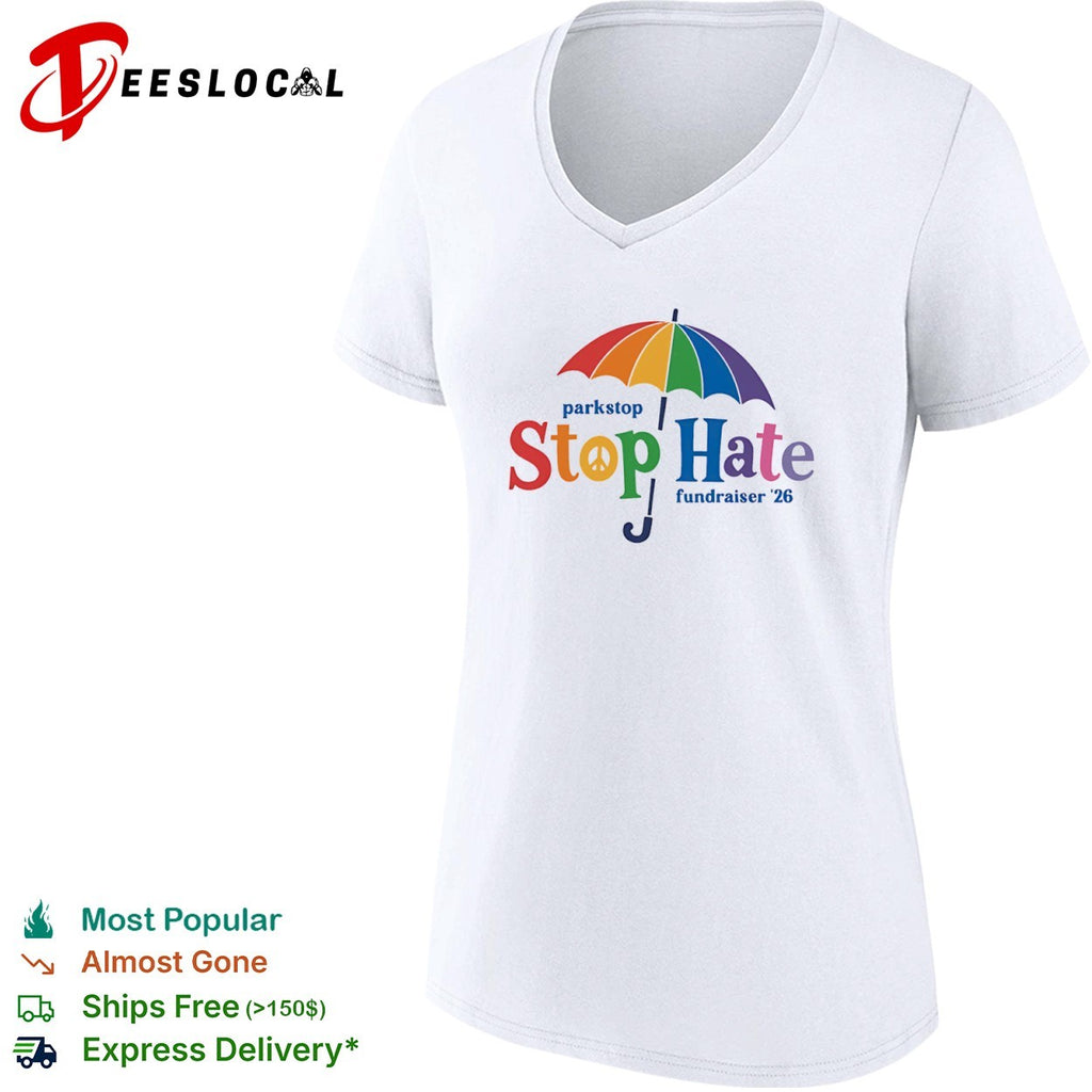 Parkstop Stop Hate fundraiser 26 Rainbow Umbrella Peace shirt