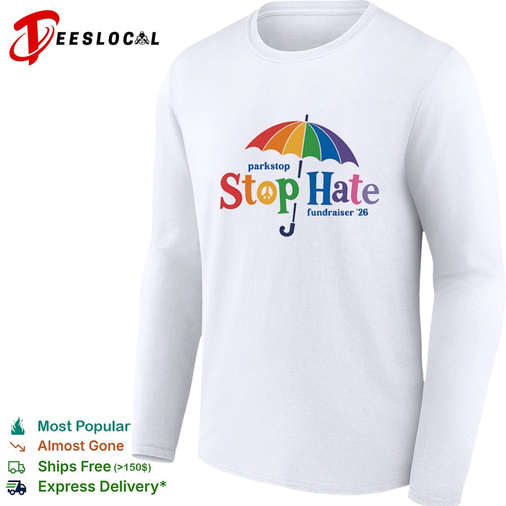 Parkstop Stop Hate fundraiser 26 Rainbow Umbrella Peace shirt