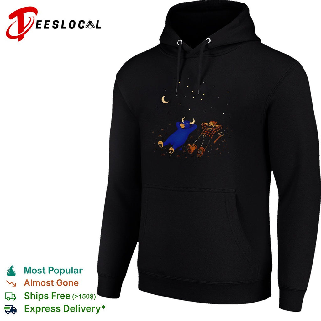 Paul Bunyan and Babe the Blue Ox Stargazing North Woods Legend Folklore Myth shirt
