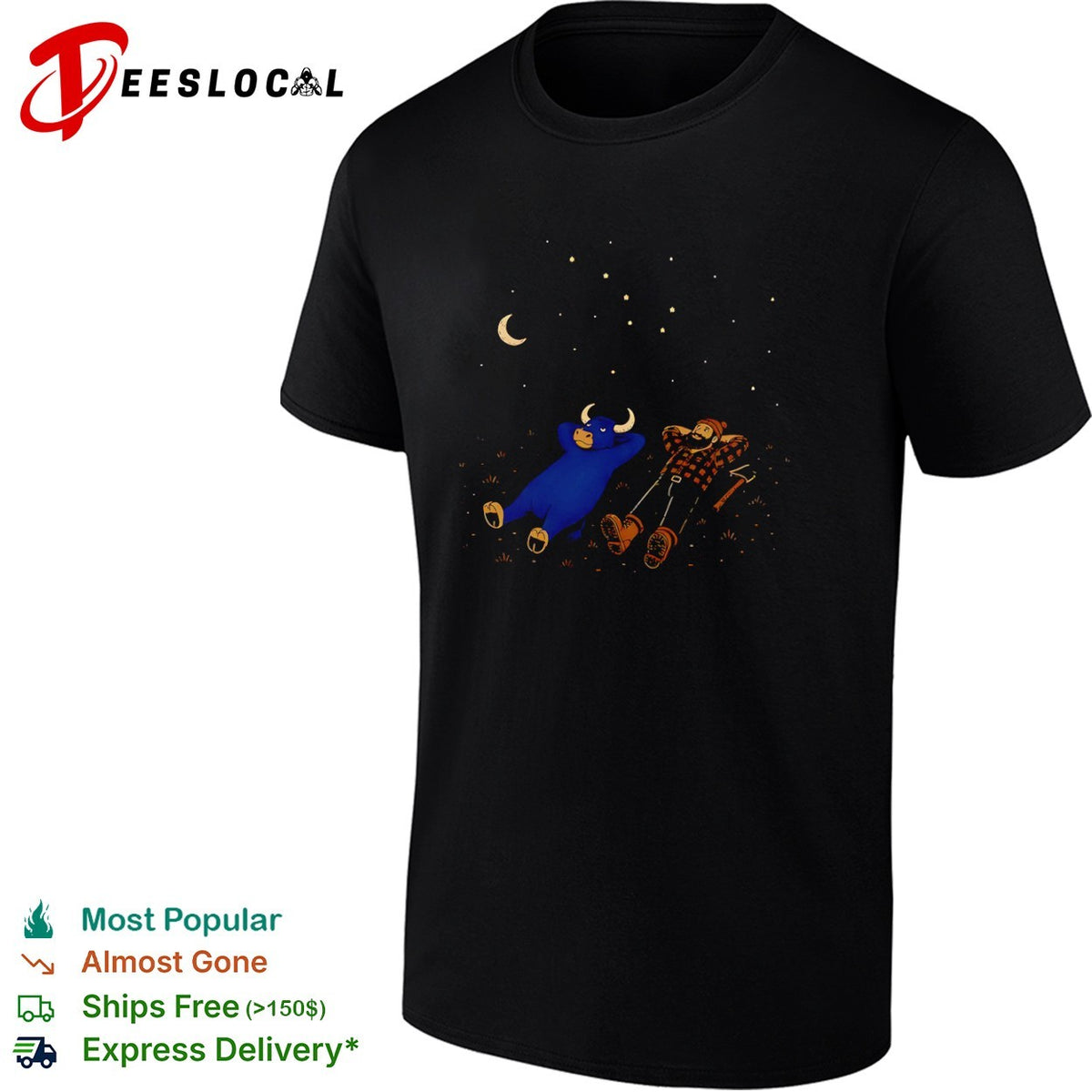 Paul Bunyan and Babe the Blue Ox Stargazing North Woods Legend Folklore Myth shirt