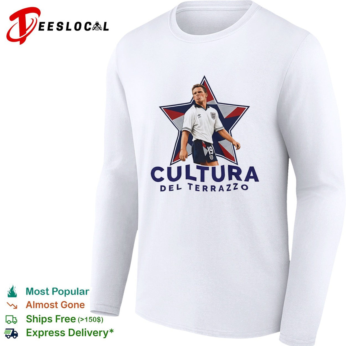 Paul Gascoigne England National Team Cultura del Terrazzo football soccer shirt