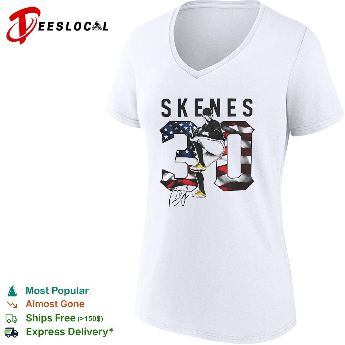 Paul Skenes Pittsburgh Pirates MLB Skenes 30 American Flag signature shirt