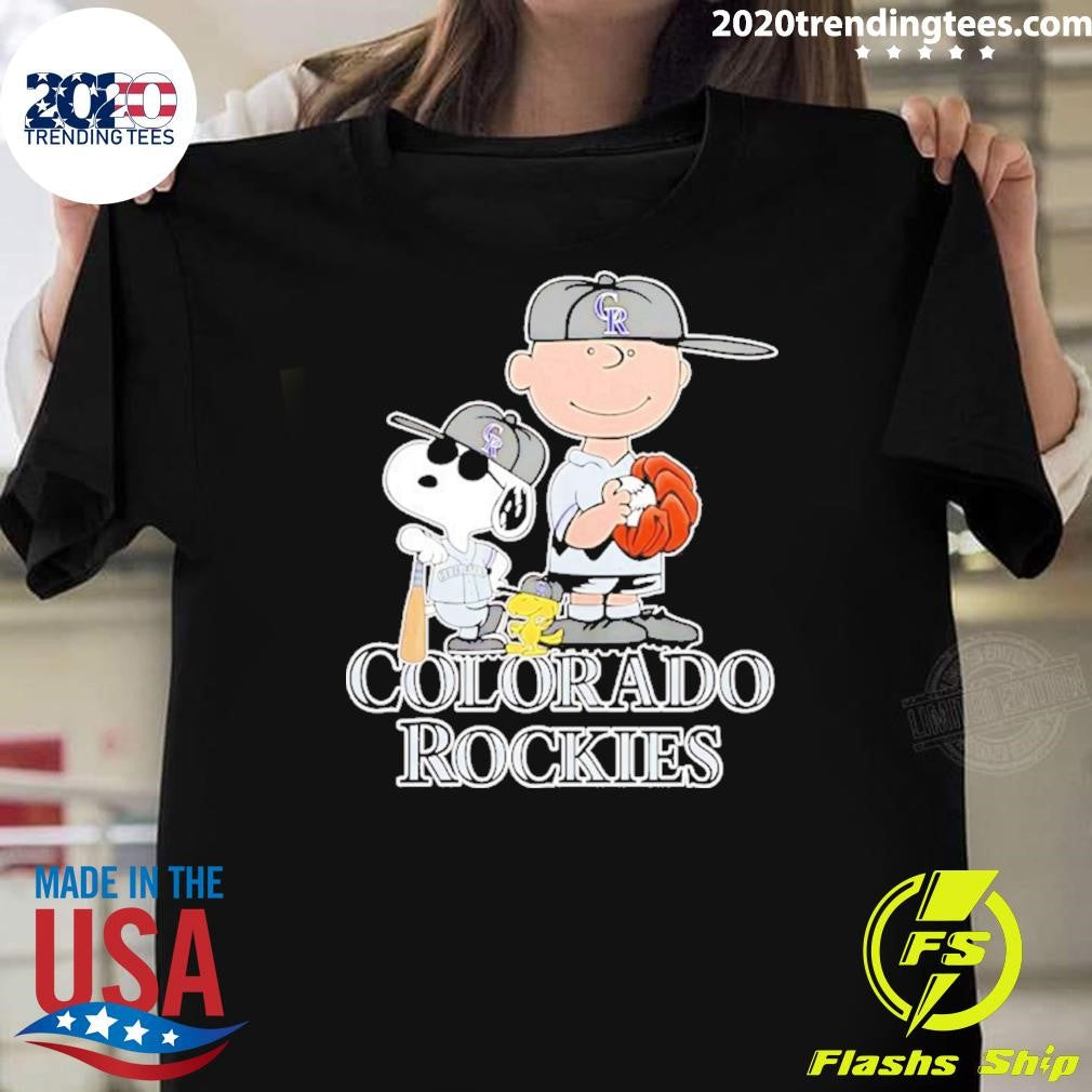 Peanuts Characters X Colorado Rockies Baseball Shirt