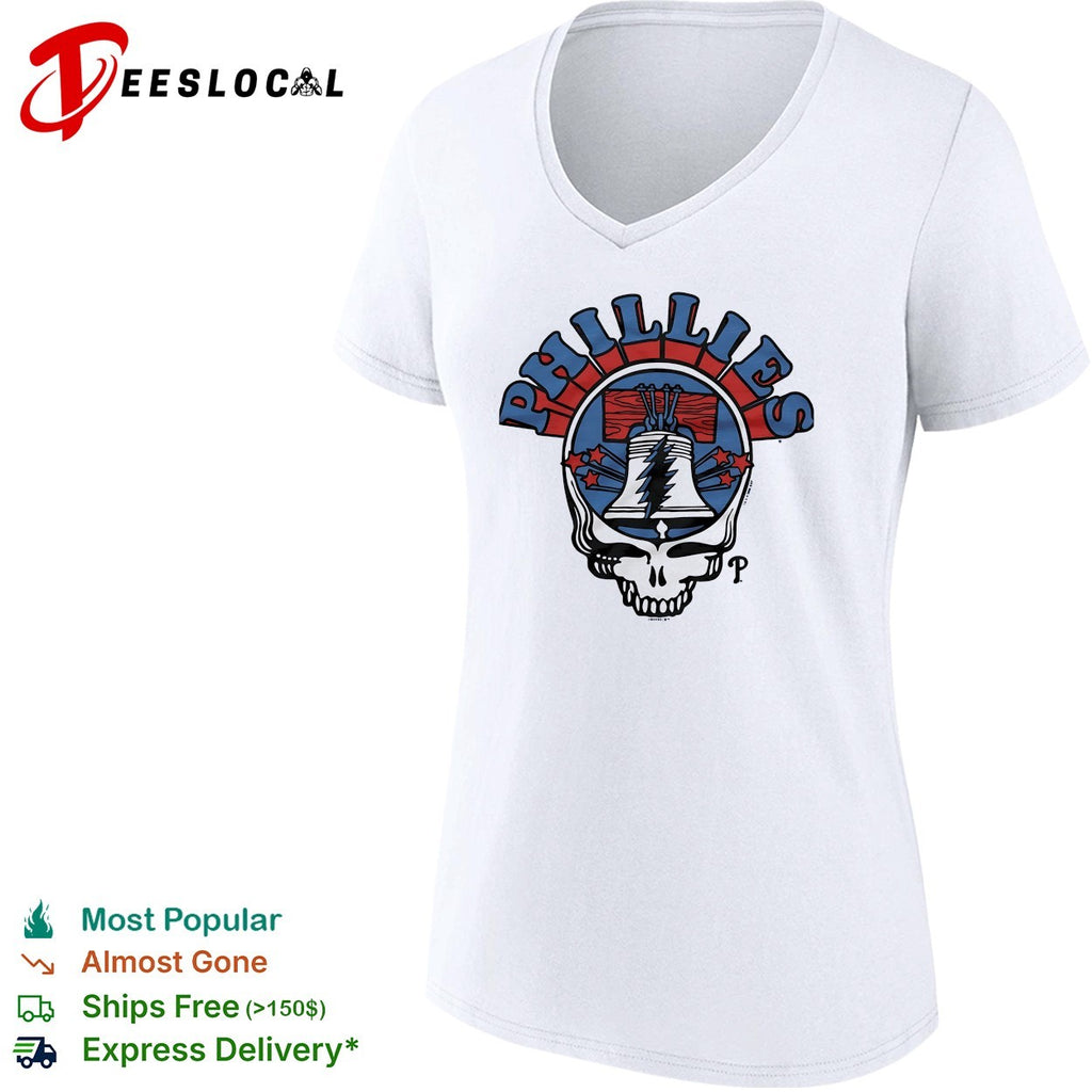 Philadelphia Phillies x Grateful Dead skull Liberty bell MLB graphic shirt
