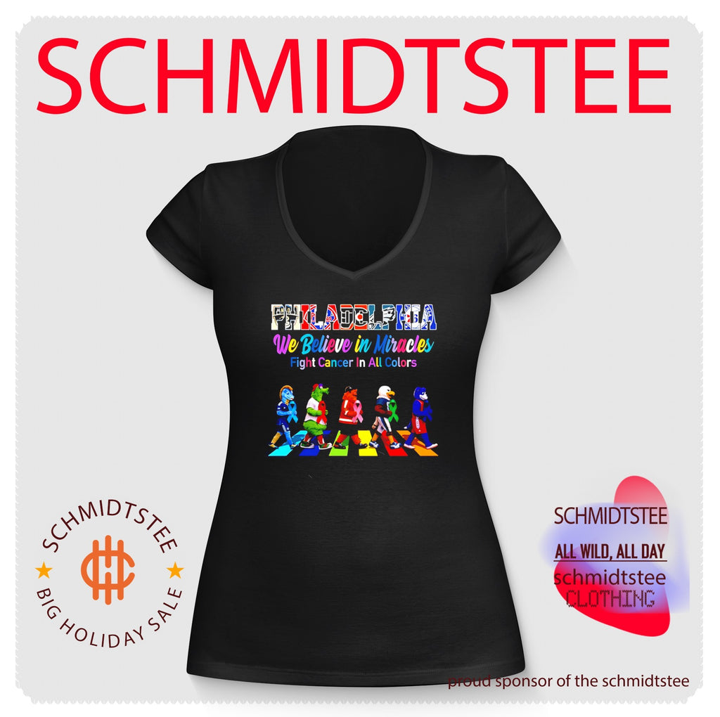 Philadelphia Sports We believe in Miracles fight cancer on all color abbey road shirt