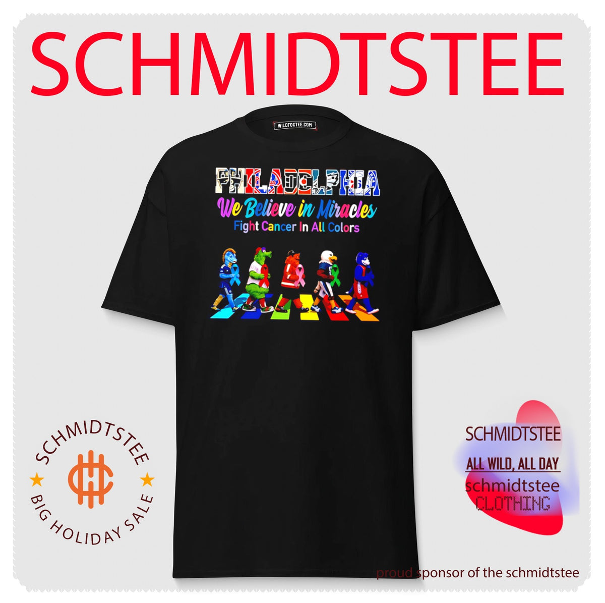 Philadelphia Sports We believe in Miracles fight cancer on all color abbey road shirt