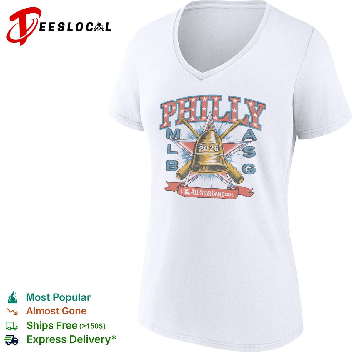 Philly MLB ASG 2026 All Star Game Bell Crossed Bats Patriotic Star shirt