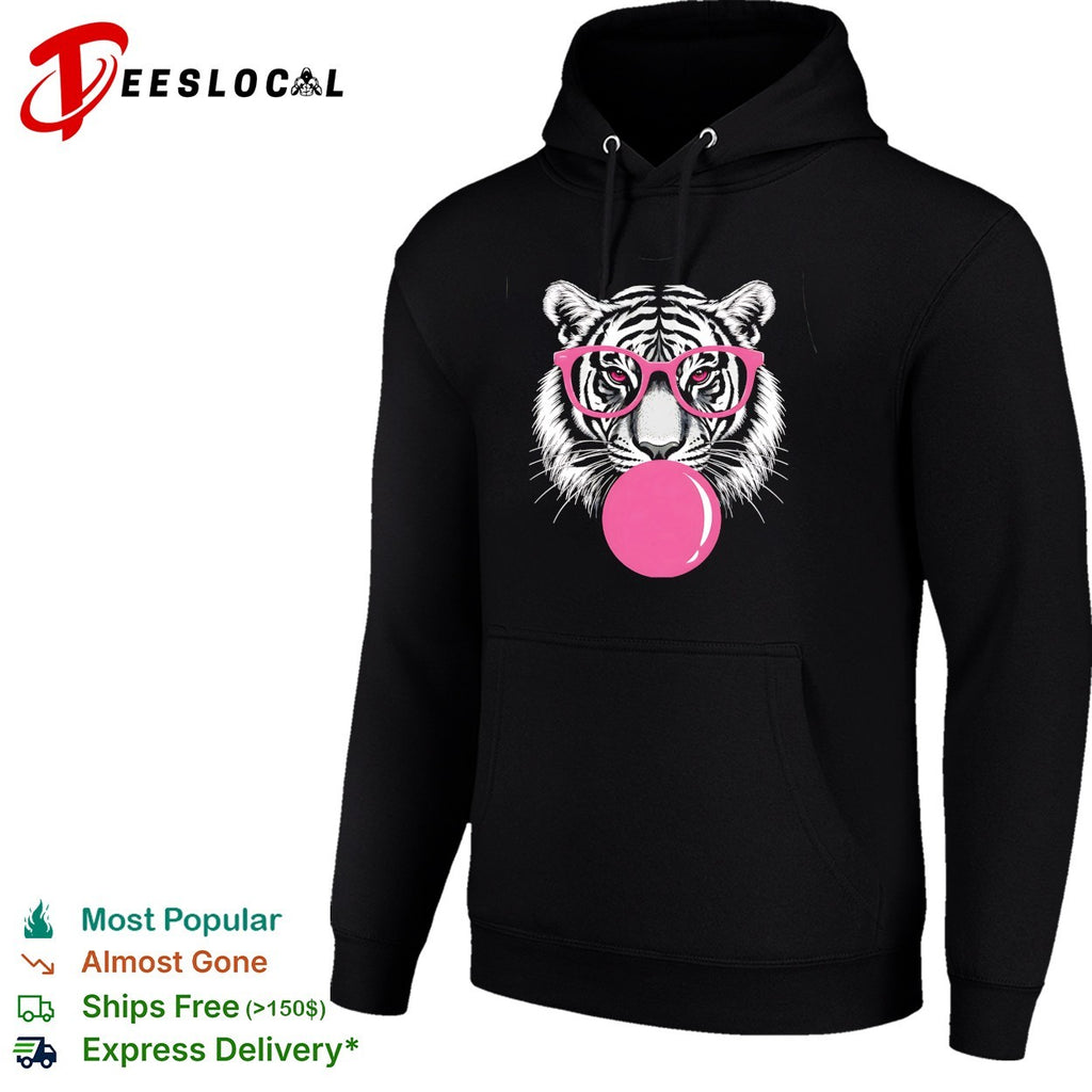 Pink Glasses Bubblegum Tiger Face Pop Art Illustration Print shirt