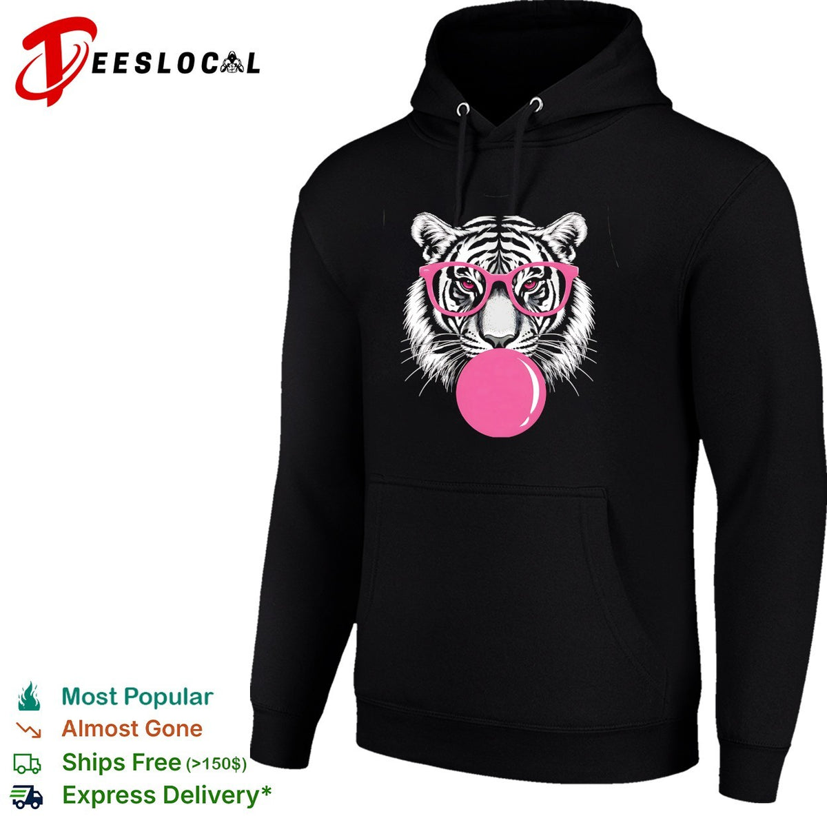 Pink Glasses Bubblegum Tiger Face Pop Art Illustration Print shirt