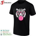 Pink Glasses Bubblegum Tiger Face Pop Art Illustration Print shirt
