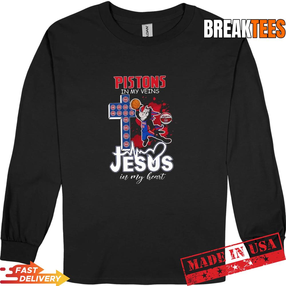 Pistons in my veins Jesus in my heart mascot T-Shirt