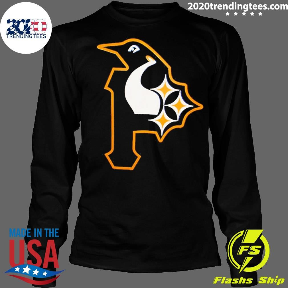 Pittsburgh Football Baseball Hockey City Of Champions 3 Team Mash Up Logo Shirt