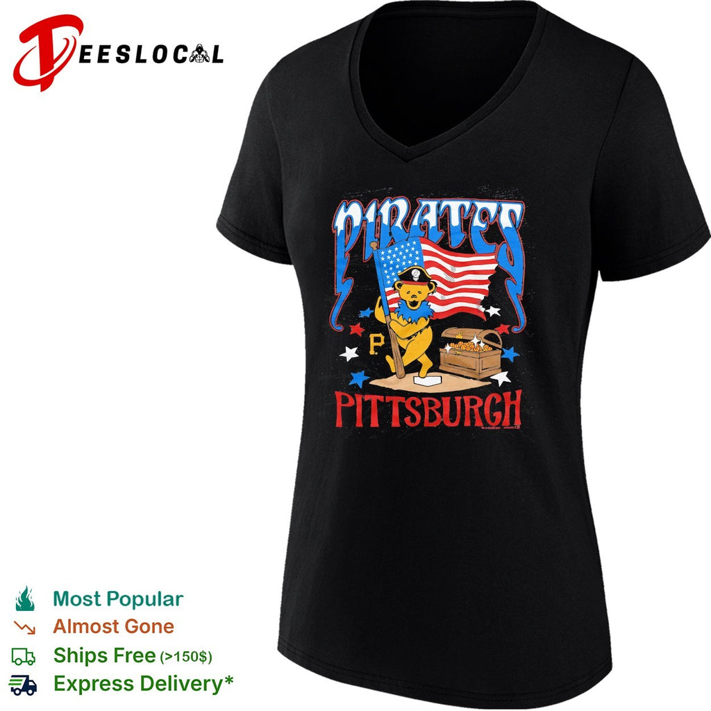 Pittsburgh Pirates x Grateful Dead dancing bear flag MLB graphic shirt