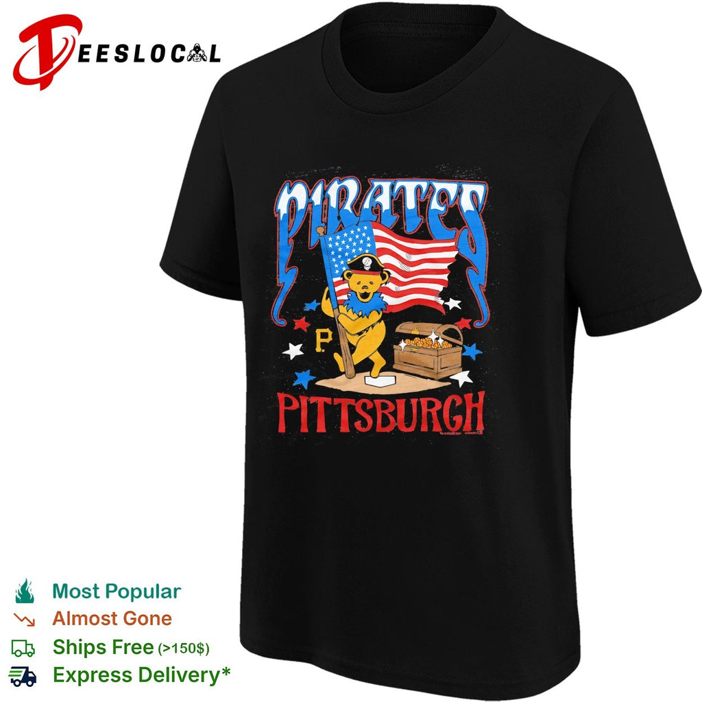 Pittsburgh Pirates x Grateful Dead dancing bear flag MLB graphic shirt