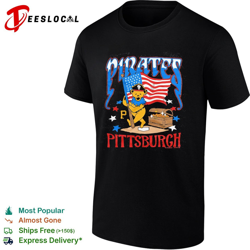 Pittsburgh Pirates x Grateful Dead dancing bear flag MLB graphic shirt