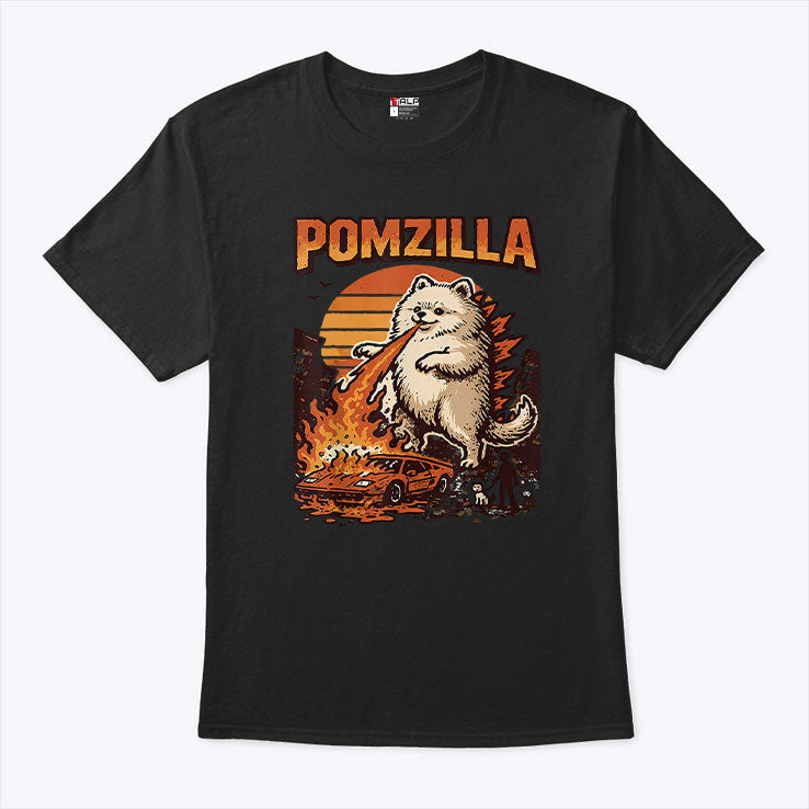 Pomzilla Pomeranian Dog Monster Pom Dog Lover T Shirt
