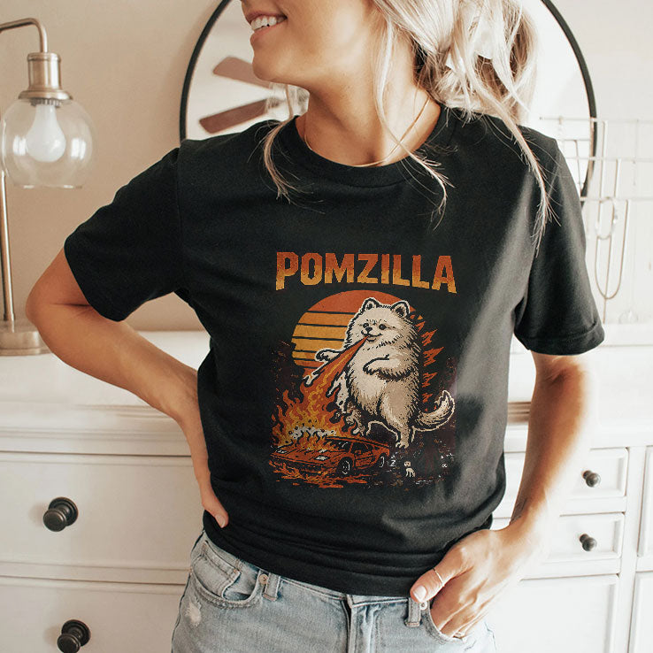 Pomzilla Pomeranian Dog Monster Pom Dog Lover T Shirt