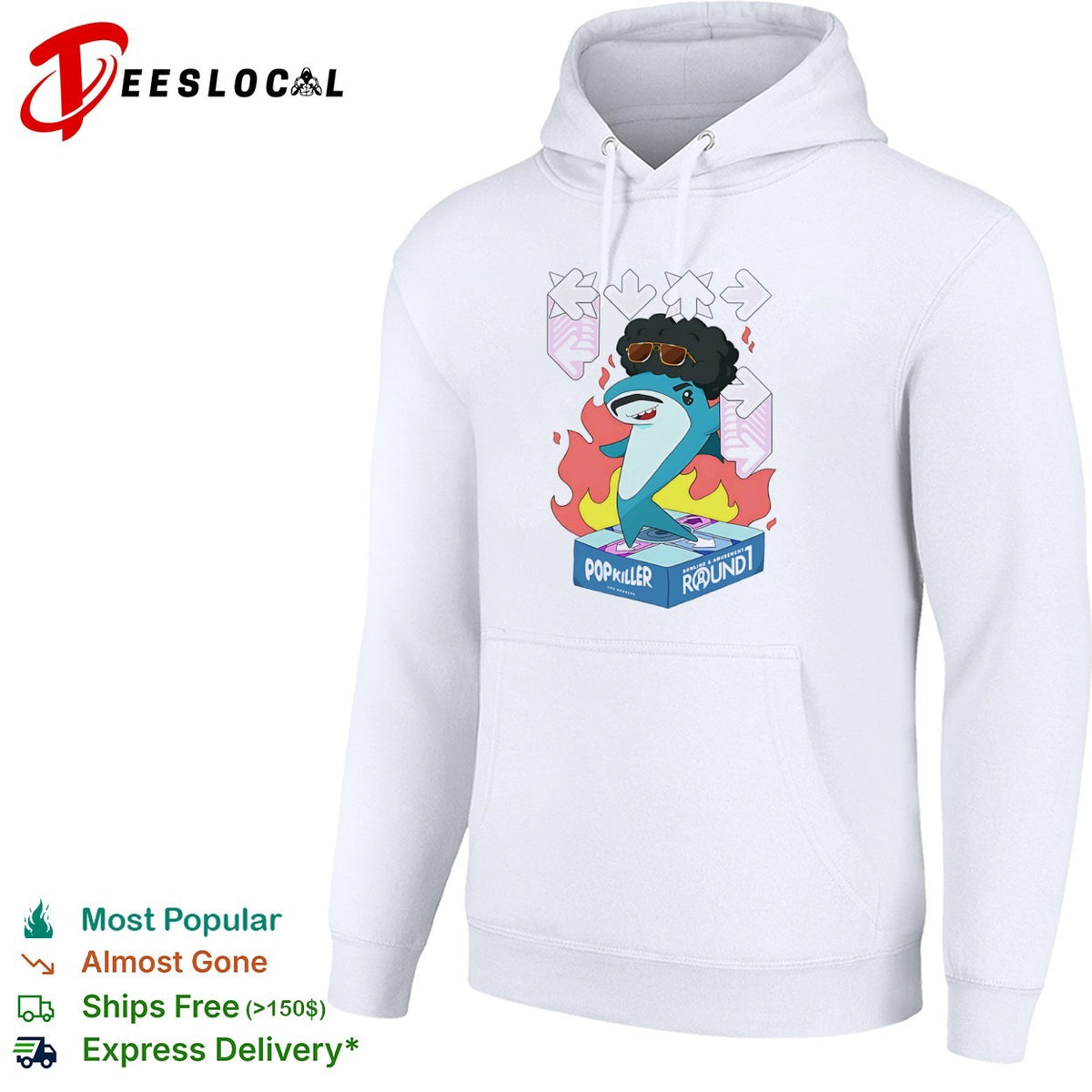 Popkiller Round 1 Bowling and Amusement Disco Shark Dance Shirt