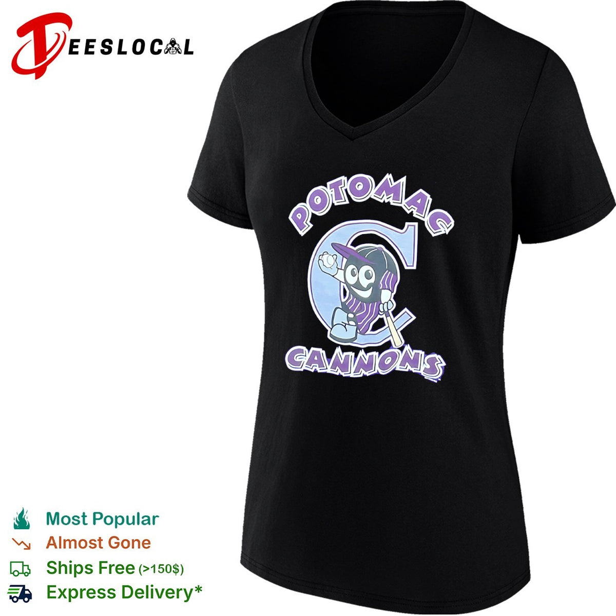 Potomac Cannons Baseball Minor League Team Logo Mascot Character shirt