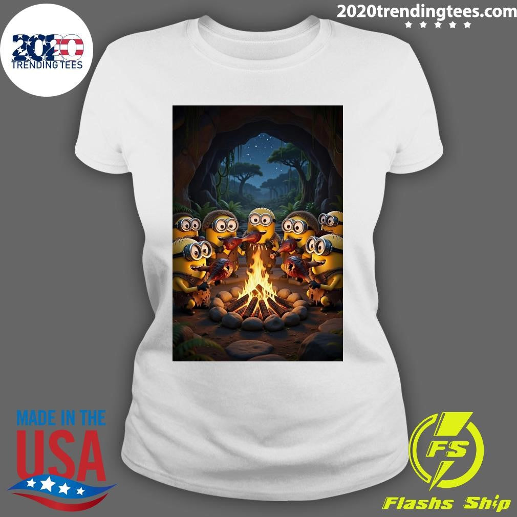 Prehistoric Minions Are Having A Barbecue Together Around A Campfire Shirt