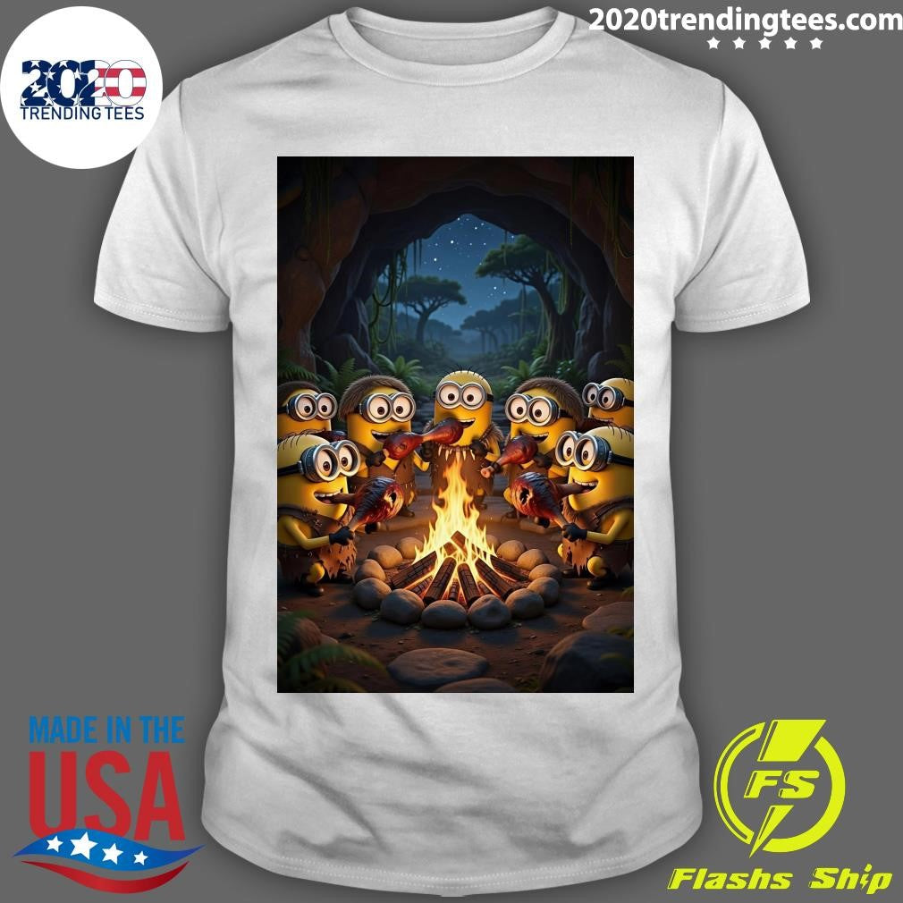 Prehistoric Minions Are Having A Barbecue Together Around A Campfire Shirt