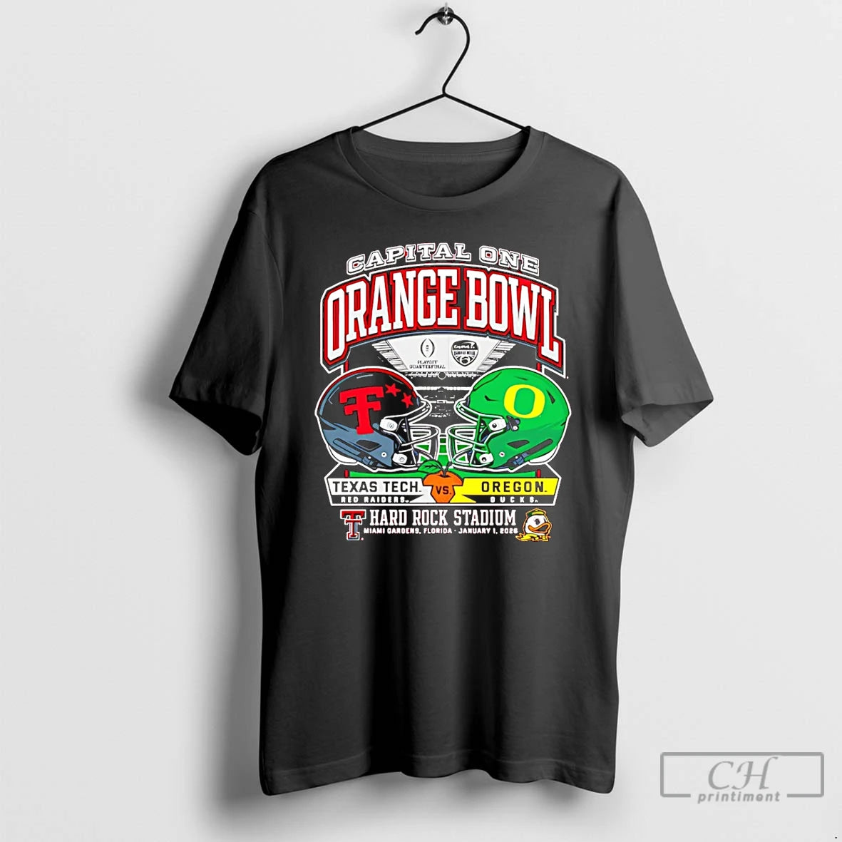 Premium Texas Tech Vs Oregon 2025 Orange Bowl Dueling Helmets