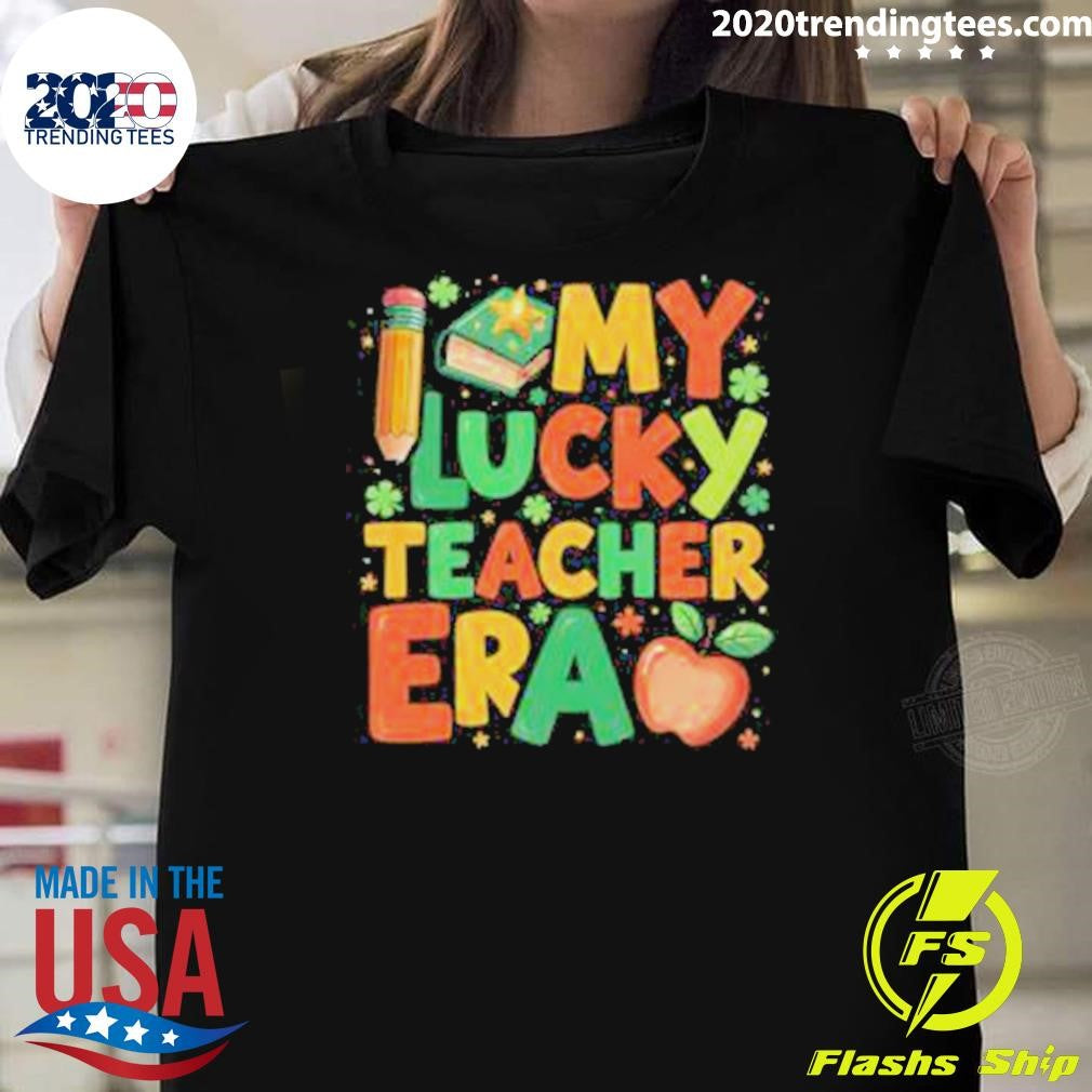 Pretty In My Lucky Teacher Era Retro St Patrick’s Day Shirt